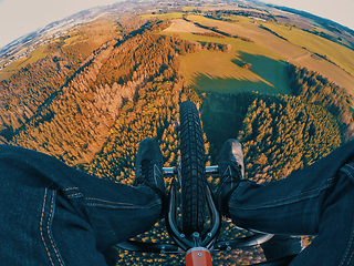 Image showing Powered paragliding tandem flight