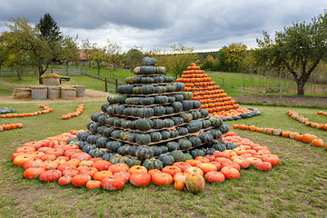 Image showing pyramid from Autumn harvested pumpkins