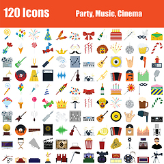 Image showing Set of 120 Icons Party, Music, Cinema 