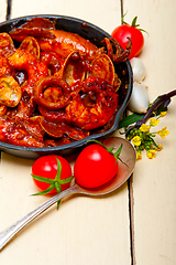 Image showing fresh seafoos stew on an iron skillet