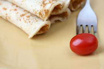 Image showing Barbeque Chicken Pancakes