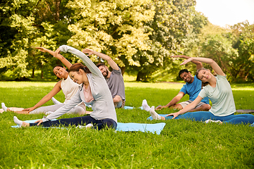 Image showing group of people exercising at summer park