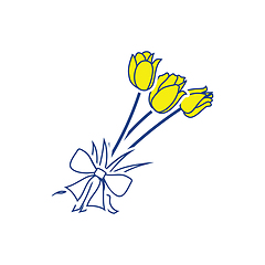 Image showing Tulips bouquet icon with tied bow