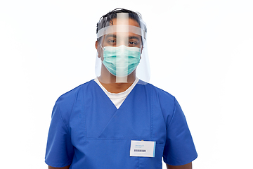 Image showing indian male doctor in mask and face shield