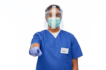 Image showing indian male doctor in mask and face shield