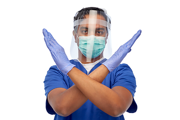 Image showing indian male doctor in mask and face shield