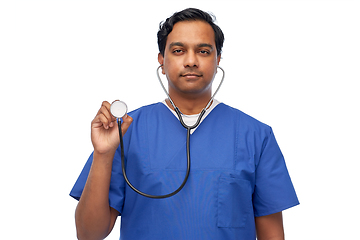 Image showing indian male doctor or nurse with stethoscope