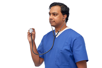 Image showing indian male doctor or nurse with stethoscope