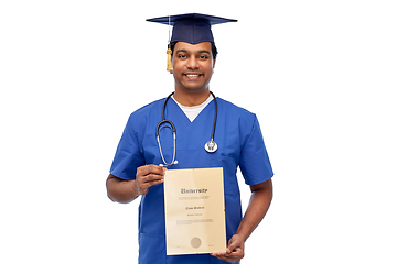 Image showing indian doctor or medical student with diploma