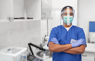 Image showing indian male doctor in mask and face shield