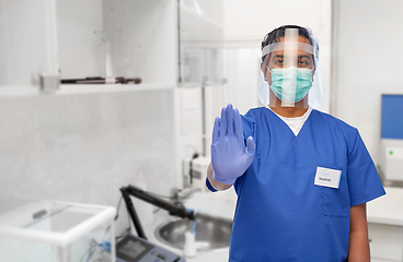 Image showing indian male doctor in mask and face shield