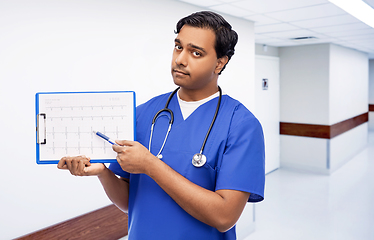 Image showing male doctor with cardiogram on clipboard