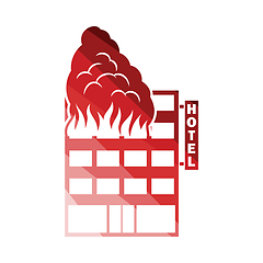 Image showing Hotel building in fire icon