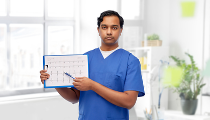 Image showing male doctor with cardiogram on clipboard