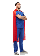 Image showing doctor or male nurse in superhero cape