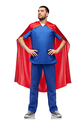 Image showing doctor or male nurse in superhero cape
