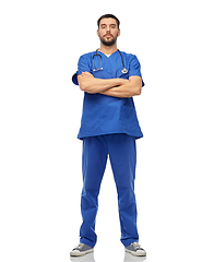 Image showing doctor or male nurse with stethoscope