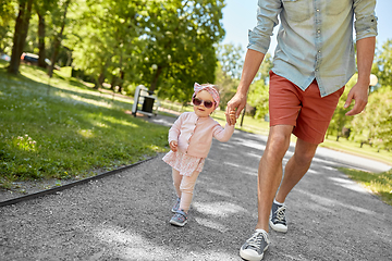 Image showing father with baby daughter walking at summer park