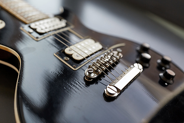 Image showing close up of bass guitar strings