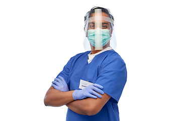 Image showing indian male doctor in mask and face shield