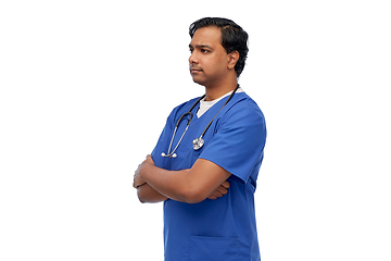 Image showing indian doctor or male nurse with stethoscope