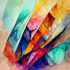 Image showing Abstract contemporary modern watercolor art. Minimalist illustra