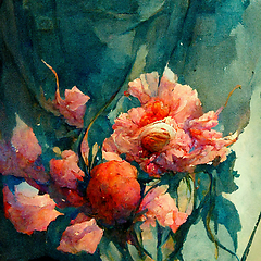 Image showing Watercolor red poppy flowers.