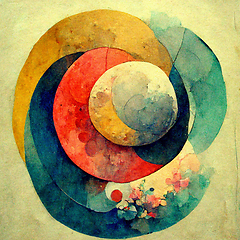 Image showing Abstract contemporary modern watercolor art. Minimalist illustra