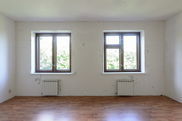 Image showing View of two windows in a room with a fine finish