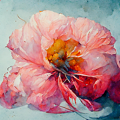 Image showing Watercolor red poppy flowers.