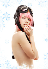 Image showing aviator helmet girl