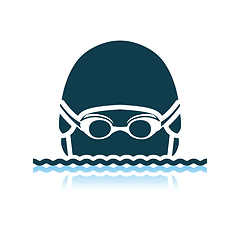 Image showing Swimming Man Head Icon