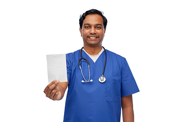 Image showing indian doctor or male nurse with prescription