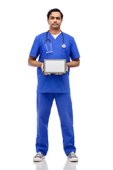 Image showing indian doctor or male nurse showing tablet pc