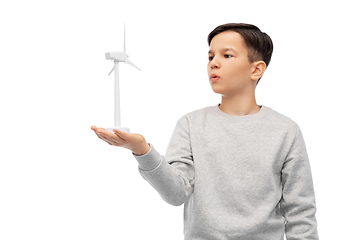 Image showing boy with toy wind turbine