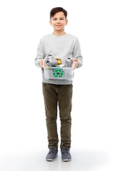 Image showing smiling boy sorting metallic waste