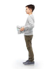 Image showing smiling boy sorting metallic waste