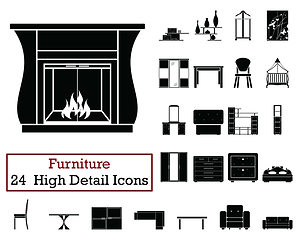 Image showing Set of 24  Furniture Icons