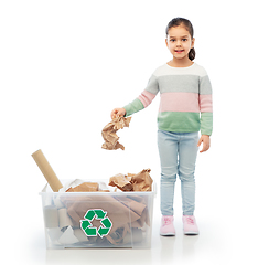 Image showing smiling girl sorting paper waste