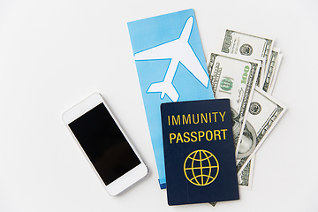 Image showing immunity passport and air tickets for travel