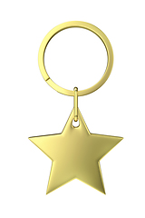 Image showing Shiny gold keyring with star