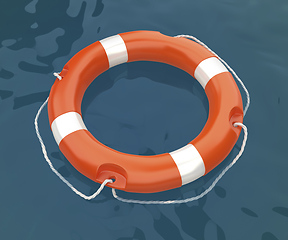 Image showing Lifebuoy ring floating on sea