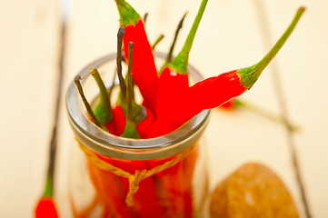 Image showing red chili peppers on a glass jar