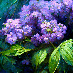 Image showing Hydrangea macrophylla - Beautiful bush of hydrangea flowers.