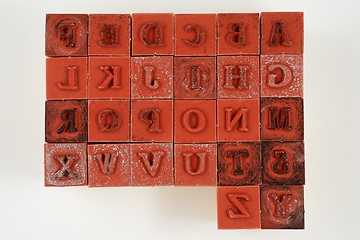 Image showing rubber stamps of letters of the Latin alphabet 