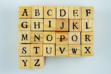 Image showing letters of the latin alphabet on wooden cubes 