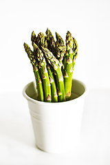 Image showing Asparagus in White Pot