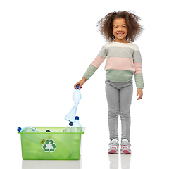 Image showing happy african american girl sorting plastic waste