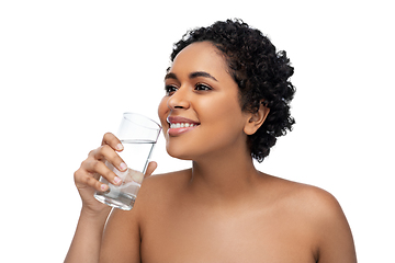 Image showing young african american woman with glass of water