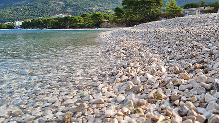 Image showing Macro shot of the coastal pebble in Dalmatia, Croatia, Europe. Bottom view